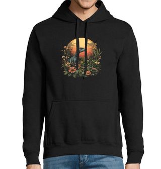 Obrázek 1 produktu Pánská mikina Velociraptor v rozkvetlé zahradě