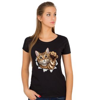 Obrázek 1 produktu Dámské tričko Mourovatá Škrábající Kočka Tabby cat