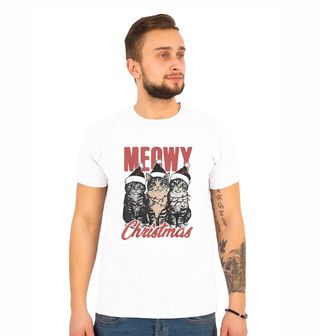 Obrázek 1 produktu Pánské tričko Kočičí Vánoce Meowy Christmas