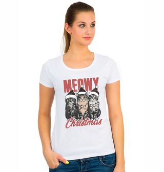 Obrázek 1 produktu Dámské tričko Kočičí Vánoce Meowy Christmas