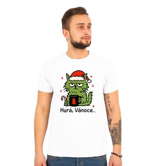 Obrázek 1 produktu Pánské tričko Naštvaná Kočka Grinch Hurá, Vánoce..
