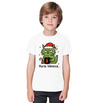 Obrázek 1 produktu Dětské tričko Naštvaná Kočka Grinch Hurá, Vánoce..