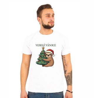 Obrázek 1 produktu Pánské tričko Vánoční Lenochod u Stromečku Veselé Vánoce