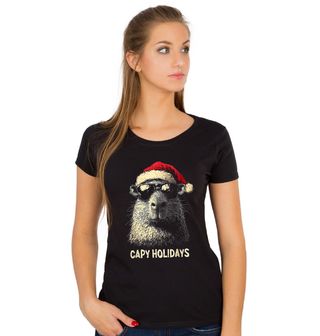 Obrázek 1 produktu Dámské tričko Vánoční Kapybara Capy Holidays
