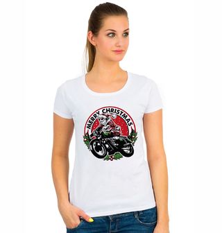 Obrázek 1 produktu Dámské tričko Vánoční Santa na Motorce Merry Christmas