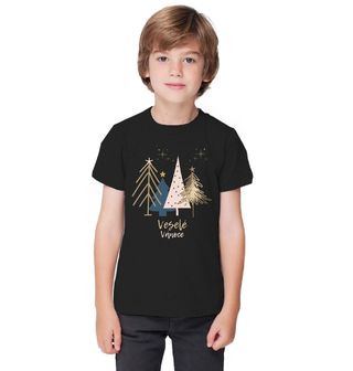 Obrázek 1 produktu Dětské tričko Zlaté Stromky Veselé Vánoce