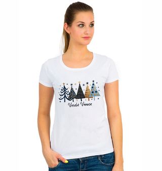 Obrázek 1 produktu Dámské tričko Moderní Stromky Veselé Vánoce