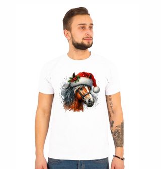 Obrázek 1 produktu Pánské tričko Vánoční Kůň v Čepici