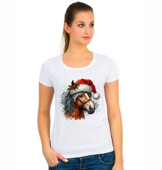 Obrázek 1 produktu Dámské tričko Vánoční Kůň v Čepici