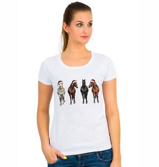 Obrázek 1 produktu Dámské tričko Čtyři Vánoční Koně