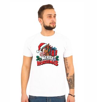Obrázek 1 produktu Pánské tričko Roztomilý Vánoční Kůň Merry Horsemas
