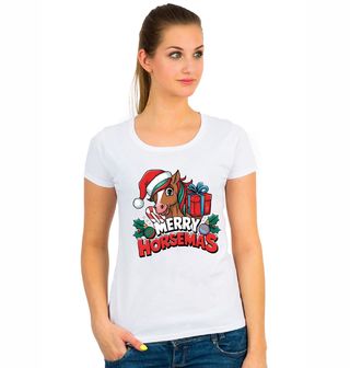 Obrázek 1 produktu Dámské tričko Roztomilý Vánoční Kůň Merry Horsemas