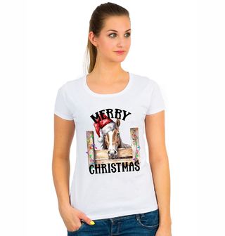 Obrázek 1 produktu Dámské tričko Vánoční Kůň Merry Christmas