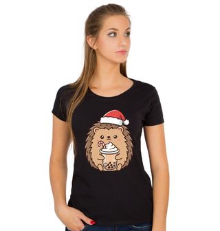 Obrázek 1 produktu Dámské tričko Vánoční Ježek s Bubble Tea