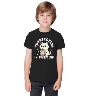 Obrázek 1 produktu Dětské tričko Kočka s Bubble Tea Purrfection in every sip
