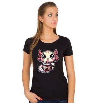 Obrázek 1 produktu Dámské tričko Roztomilý Axolotl s Bubble Tea