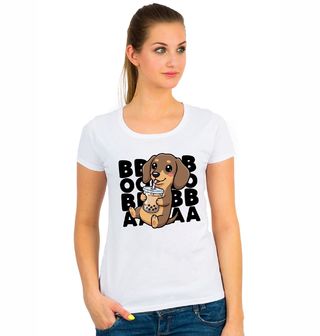 Obrázek 1 produktu Dámské tričko Jezevčík s Bubble Tea BOBA