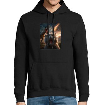 Obrázek 1 produktu Pánská mikina Poslední Selfie Kočky a T-Rexe Pád Asteroidu