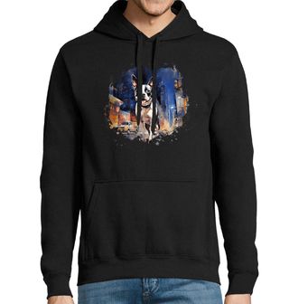 Obrázek 1 produktu Pánská mikina Bostonský teriér v Noci Velkoměsta