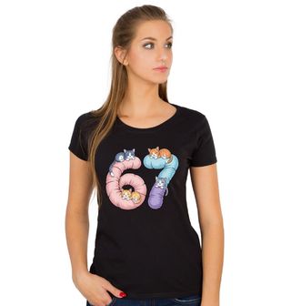 Obrázek 1 produktu Dámské tričko Spící Kočky 67 Six Seven Meme