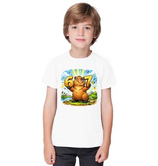 Obrázek 1 produktu Dětské tričko Veselá Kapybara 67 Six Seven Meme