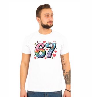 Obrázek 1 produktu Pánské tričko Duhový Jednorožec 67 Six Seven Meme