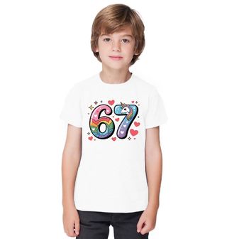 Obrázek 1 produktu Dětské tričko Duhový Jednorožec 67 Six Seven Meme