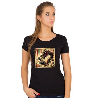 Obrázek 1 produktu Dámské tričko Retro Japonský Plakát Drak a Ramen
