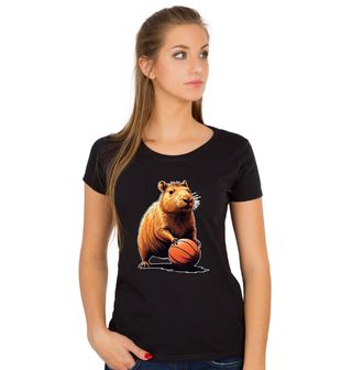 Obrázek 1 produktu Dámské tričko Kapybara s Basketbalovým Míčem