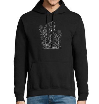 Obrázek 1 produktu Pánská mikina Kočka mezi Květinami Line Art