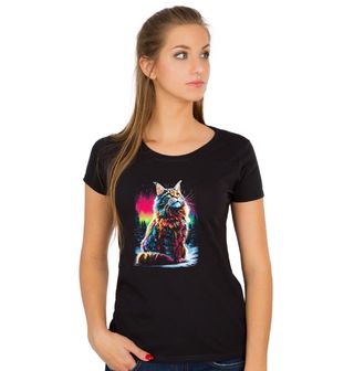 Obrázek 1 produktu Dámské tričko Mainská Mývalí Kočka pod Polární Září