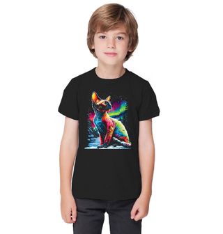 Obrázek 1 produktu Dětské tričko Bezsrstá Kočka Sphynx pod Polární Září