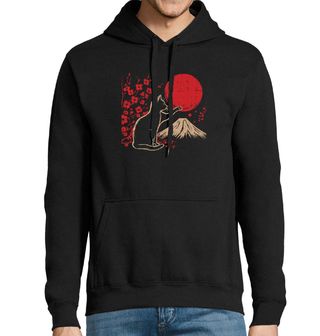 Obrázek 1 produktu Pánská mikina Kočka a Rudé Slunce nad Horou Fudži