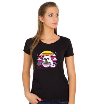 Obrázek 1 produktu Dámské tričko Kawaii Kočka a Miska Ramenu Vaporwave