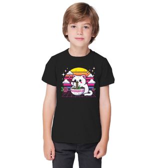 Obrázek 1 produktu Dětské tričko Kawaii Kočka a Miska Ramenu Vaporwave
