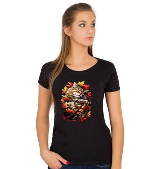 Obrázek 1 produktu Dámské tričko Spící Kočka v Listí