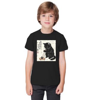 Obrázek 1 produktu Dětské tričko Černá Kočka se Sushi Ukiyo-e Art