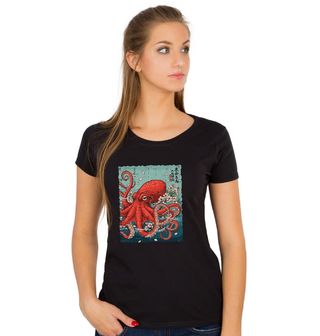 Obrázek 1 produktu Dámské tričko Chobotnice mezi Sakurami Ukiyo-e Art