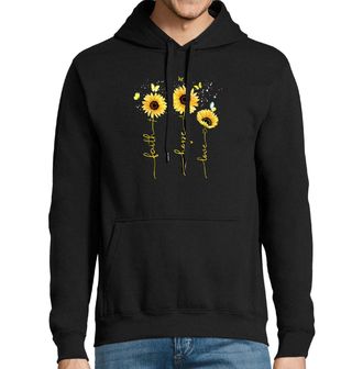 Obrázek 1 produktu Pánská mikina Slunečnice a Motýli Faith Hope Love