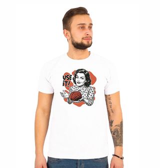 Obrázek 1 produktu Pánské tričko Retro Žena Použij Mozek Use it!