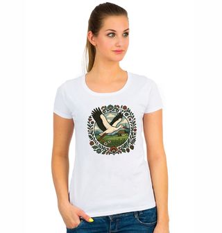 Obrázek 1 produktu Dámské tričko Čáp bílý nad českým Venkovem Folk