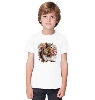 Obrázek 1 produktu Dětské tričko Roztomilá Veverka s Květinami