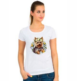 Obrázek 1 produktu Dámské tričko Jorkšírský teriér v Květinovém Věnci