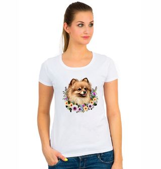 Obrázek 1 produktu Dámské tričko Pomeranian v Květinovém Věnci