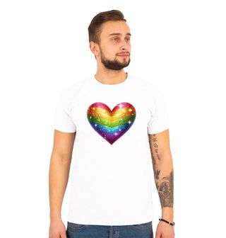 Obrázek 1 produktu Pánské tričko Duhové Třpytivé Srdce