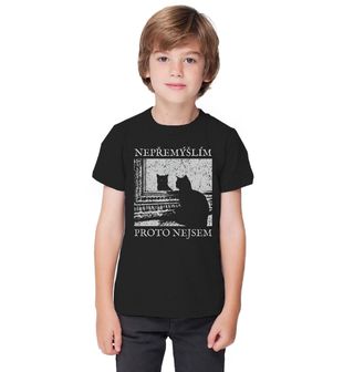 Obrázek 1 produktu Dětské tričko Kočičí Filozof Nepřemýšlím, proto nejsem