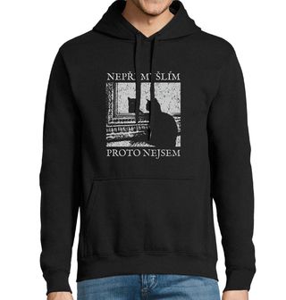 Obrázek 1 produktu Pánská mikina Kočičí Filozof Nepřemýšlím, proto nejsem