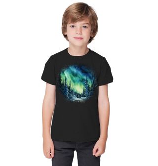 Obrázek 1 produktu Dětské tričko Zelená Polární Záře nad Lesem