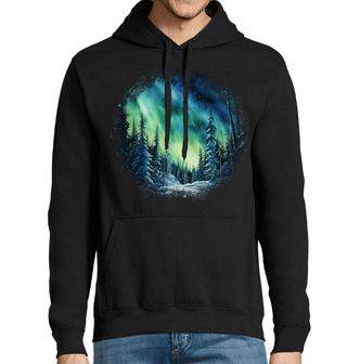 Obrázek 1 produktu Pánská mikina Zelená Polární Záře nad Lesem