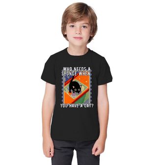 Obrázek 1 produktu Dětské tričko Kdo potřebuje houbičku, když má kočku?